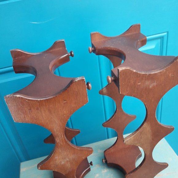 Wine Rack Vintage Teak Wood MCM Stackable Danish Wooden Mid Century Modern for 8 - Picture 10 of 16